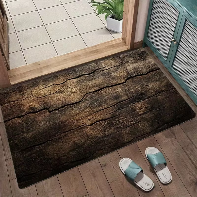 Tapis de porte extérieur durable avec motif bois rustique