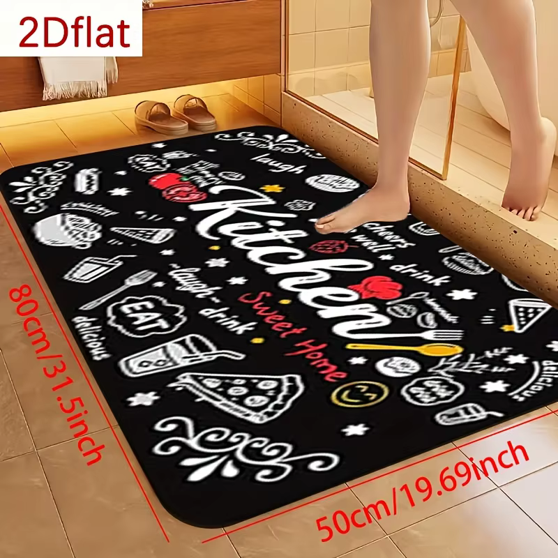 Tapis de cuisine amusant antidérapant et lavable avec imprimé « Eat Laugh Love » pour cuisine, buanderie, couloir