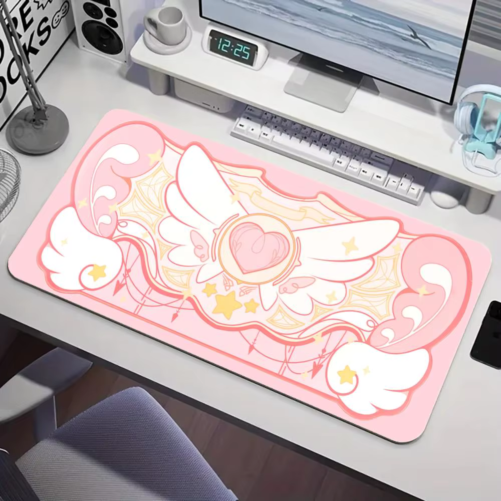 Tapis de souris rose Kawaii, Base en caoutchouc de grande taille, accessoires de bureau antidérapants, tapis de clavier pour bureau et Gamer, tapis de décoration