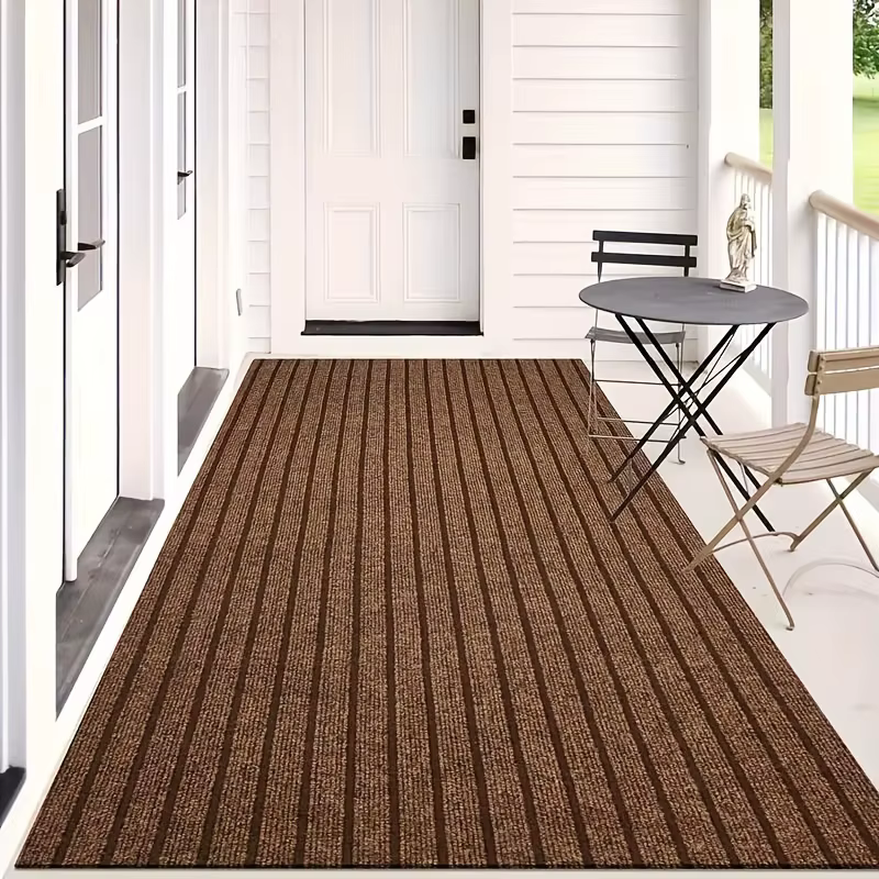 Tapis de porte de cuisine rayé de couleur unie