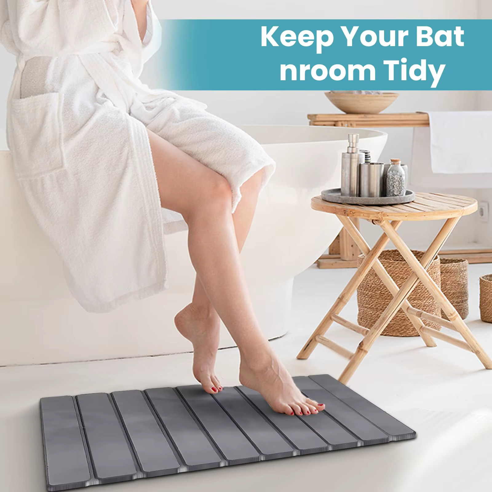 Tapis de bain en pierre pliable
