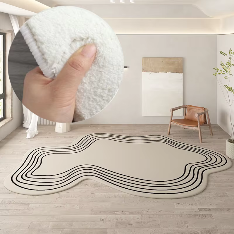 Tapis rond irrégulier en peluche