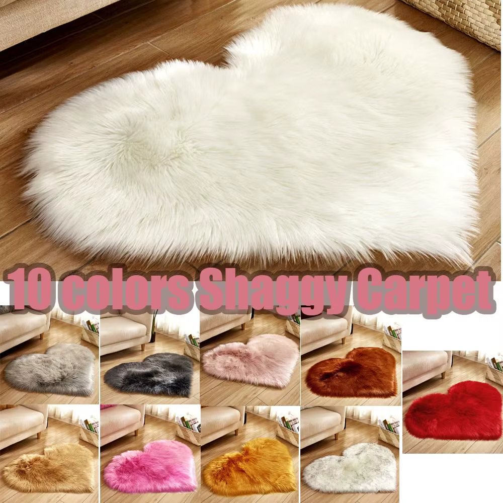 Tapis shaggy décoratif en fausse laine pour chambre à coucher