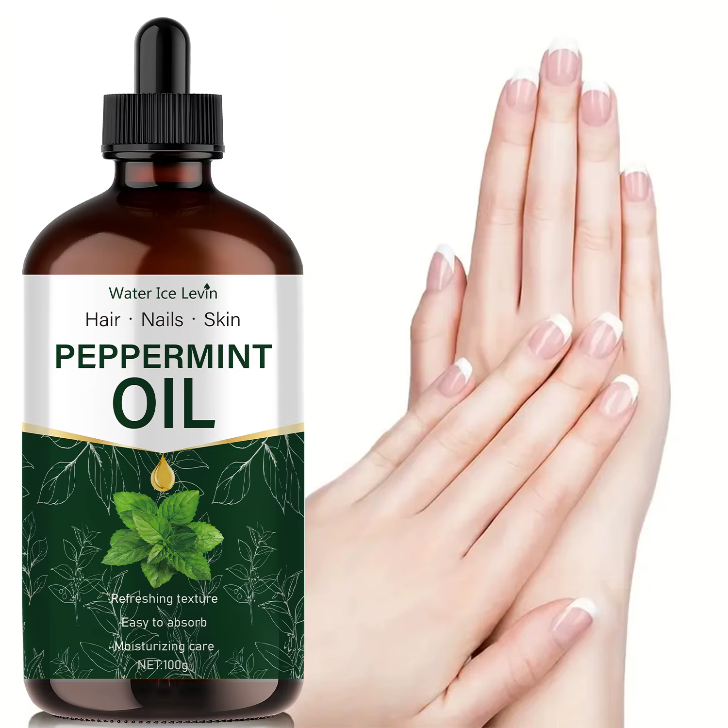 Huile essentielle de menthe poivrée 100g, extraite de plantes naturelles, hypoallergénique, huile de massage hydratante adaptée aux hommes et aux femmes, pour les cheveux, les diffuseurs et les humidi