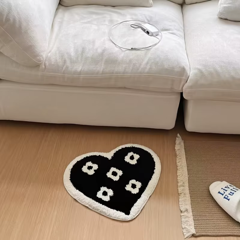 VIKAMA Ins Wind Heart Flower Tapis en peluche au design charmant pour couloir