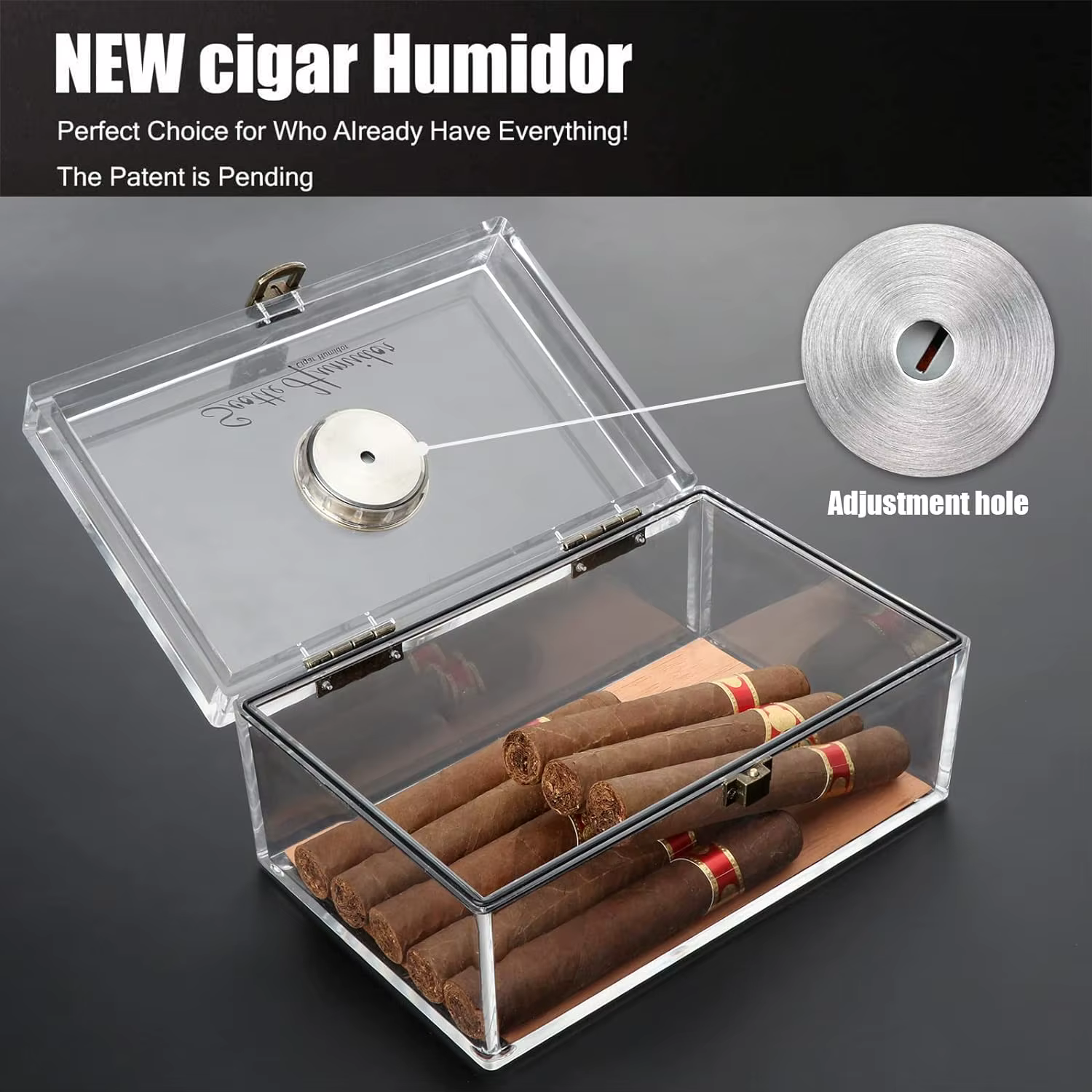 Étui à cigares Scotte en acrylique, boîte à cigares, hygromètre, humidificateur, peut contenir 20 cigares, comprend des coupe-cigares, accessoires de poinçonnage