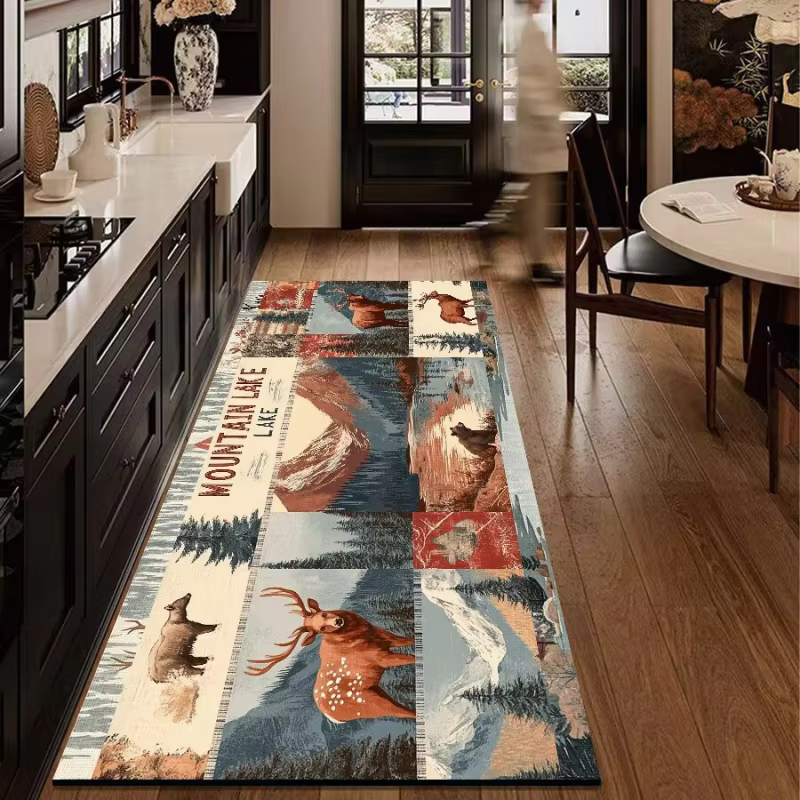 VIKAMA Tapis de sol vintage à motif d'animaux de la forêt