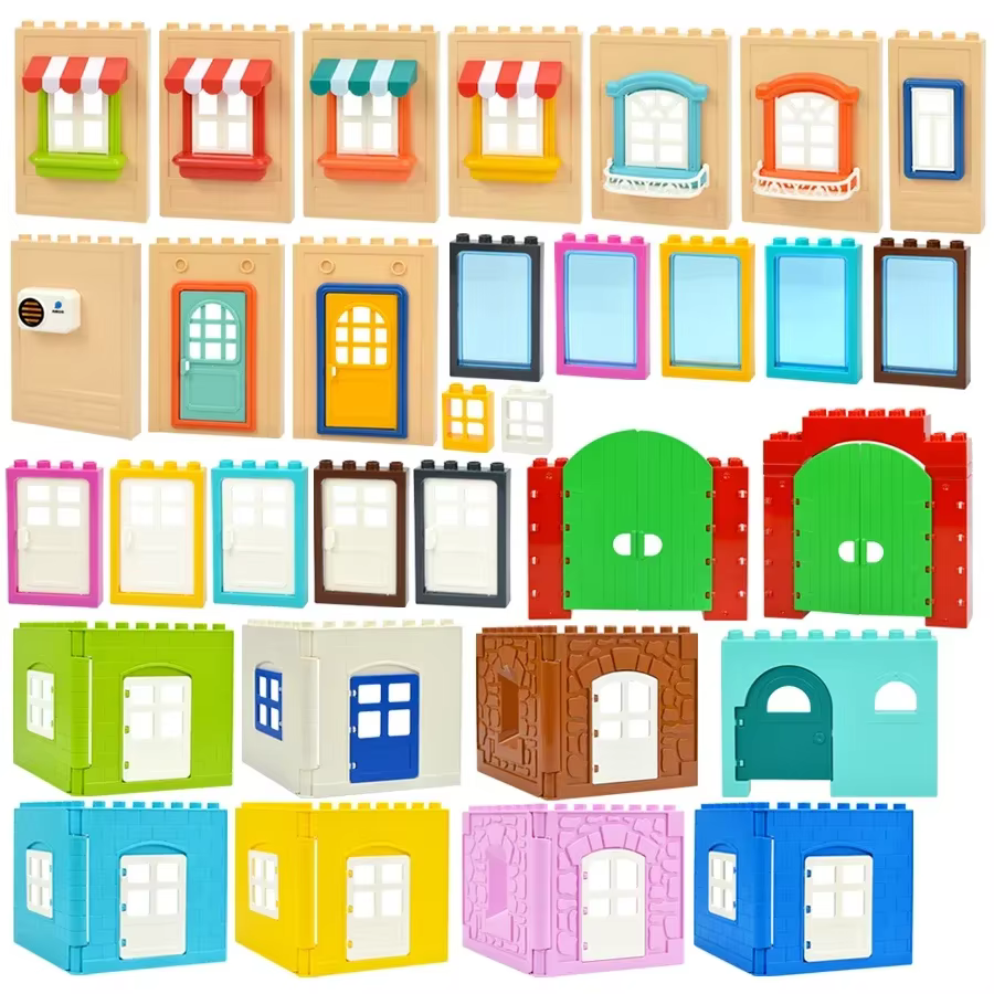 Porte fenêtre mur grandes briques grande taille blocs de Construction maison assembler pièces Construction éducatif Compatible toutes les marques jouets