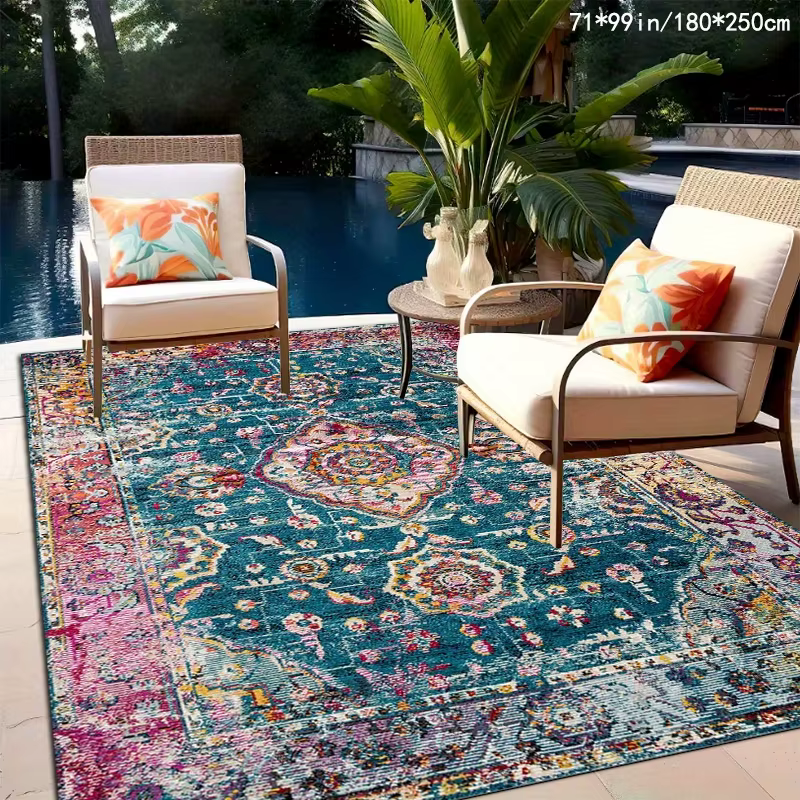 Tapis bohème rétro VIKAMA pour terrasse extérieure