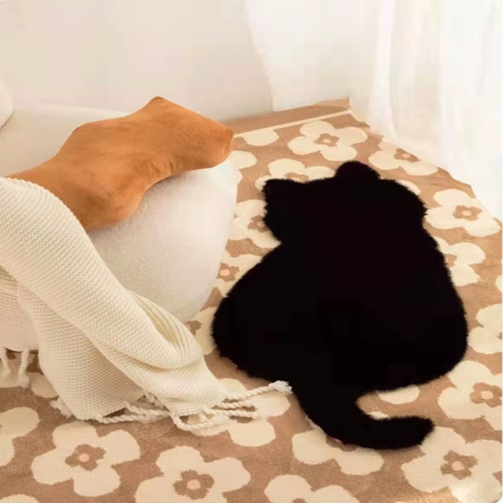 Tapis en fausse fourrure de lapin mignon de style dessin animé
