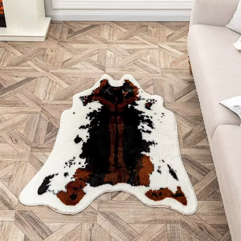 VIKAMA – tapis vintage à imprimé léopard, design en fausse peau d'animal, tapis en peluche pour salon, chambre à coucher et chevet, décoration de la maison
