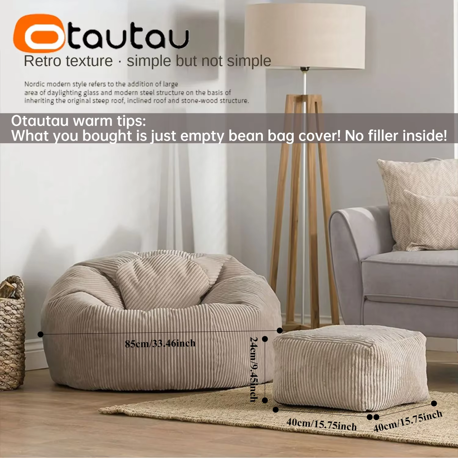 OTAUTAU velours côtelé pouf