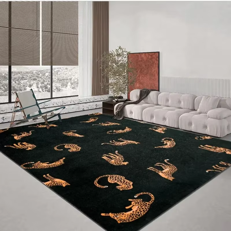 Tapis Léopard de Grande Surface, observateur et Luxueux, Décoration de Maison, Tables Basses, Polymères en Peluche, Chambre à Coucher, Lea Security оBUY ер Tapis