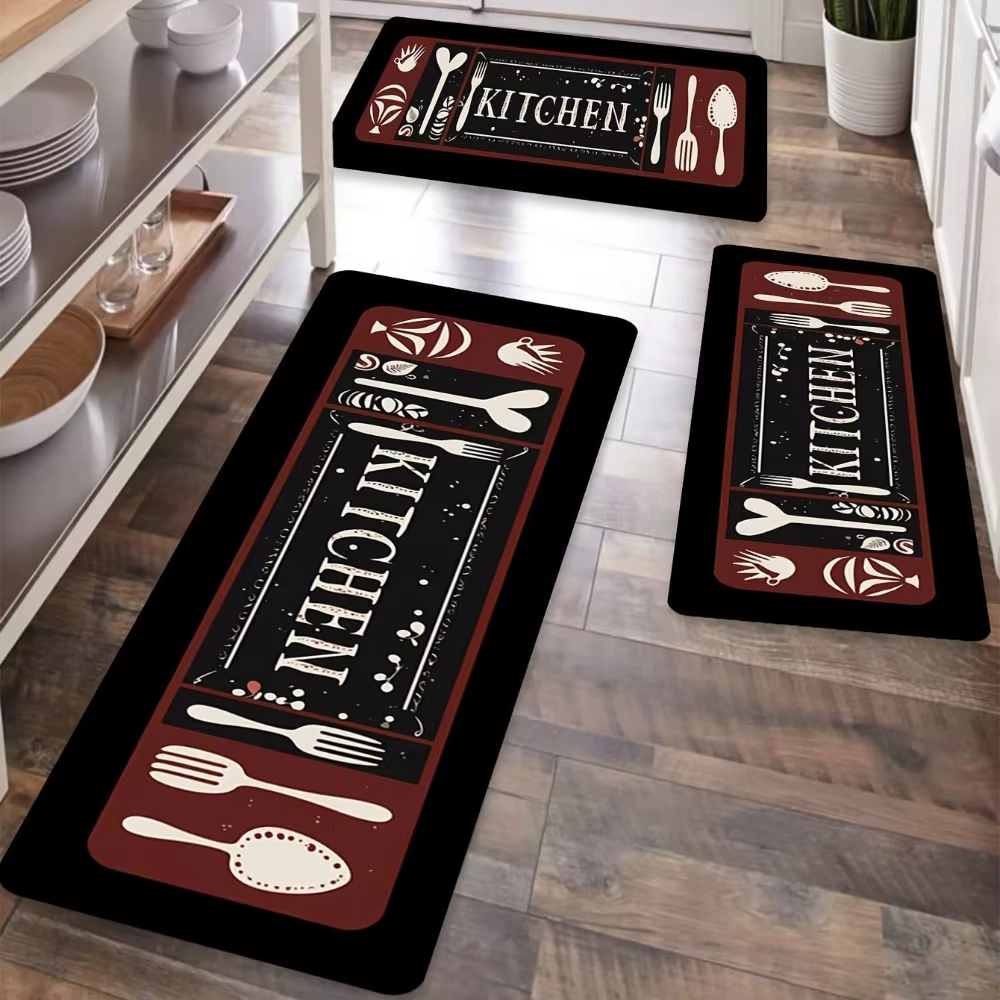 Tapis de cuisine, ustensiles