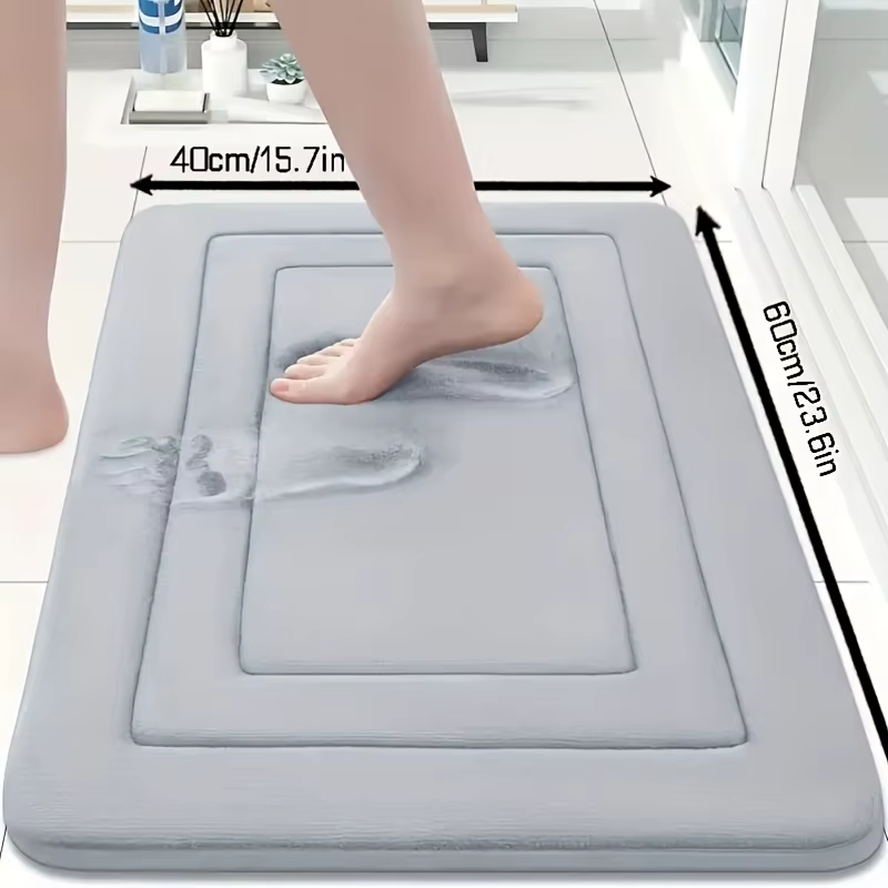 Tapis de bain Vintage en mousse à mémoire de forme, 1 pièce, absorbant, antidérapant, tapis de cuisine avec motif Floral, Beige et bleu, coussin sur pied confortable