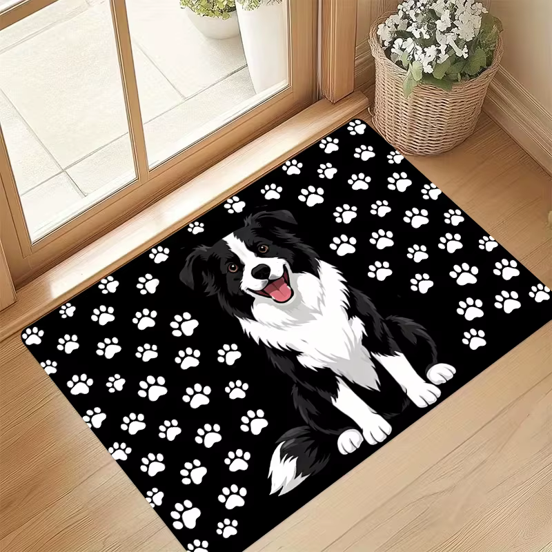 Tapis d'entrée imprimé avec motif léopard et panthère noire