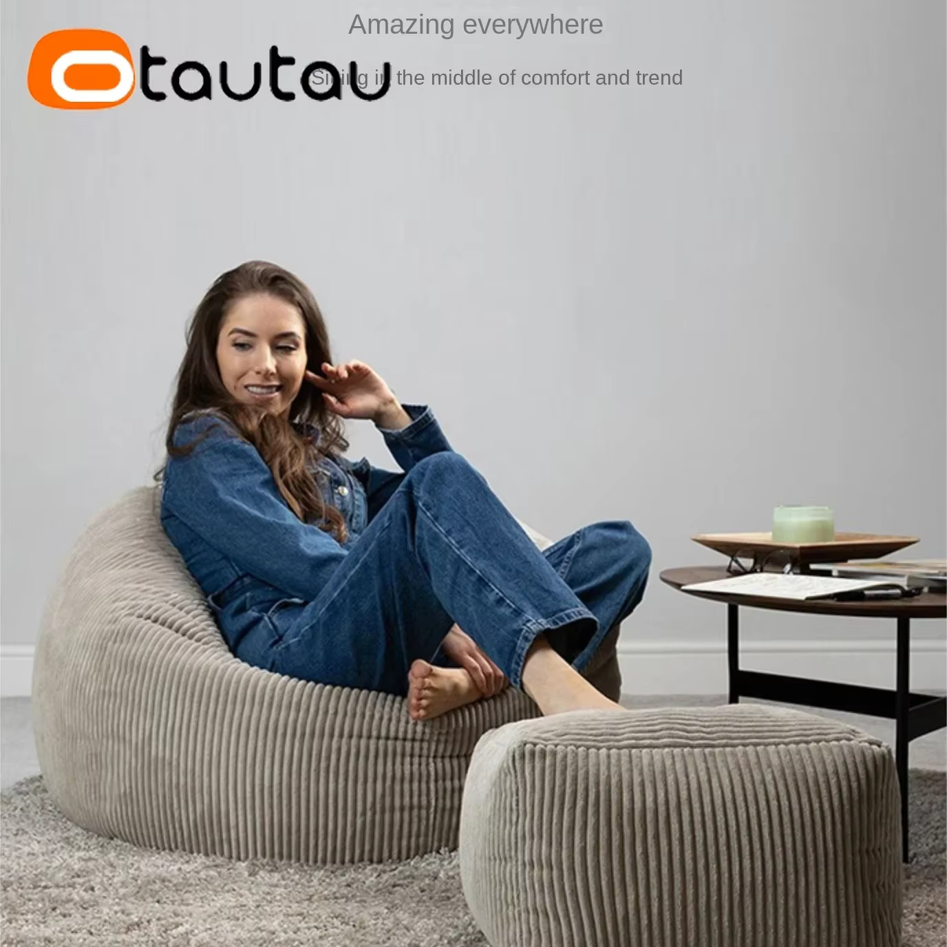 OTAUTAU velours côtelé pouf