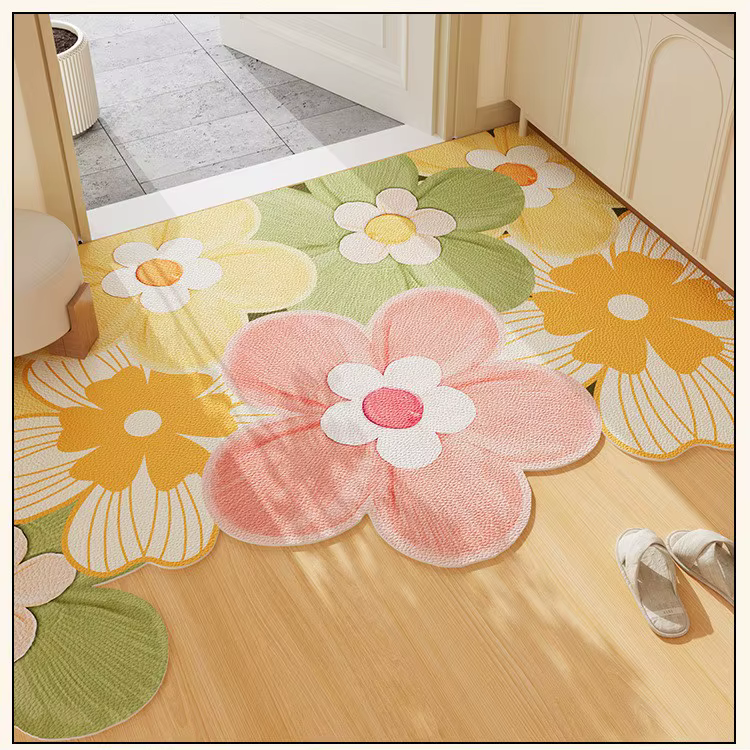 VIKAMA Tapis d'entrée vert à motifs floraux