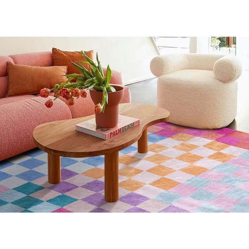 Tapis damier multicolore rétro Funky pour salon