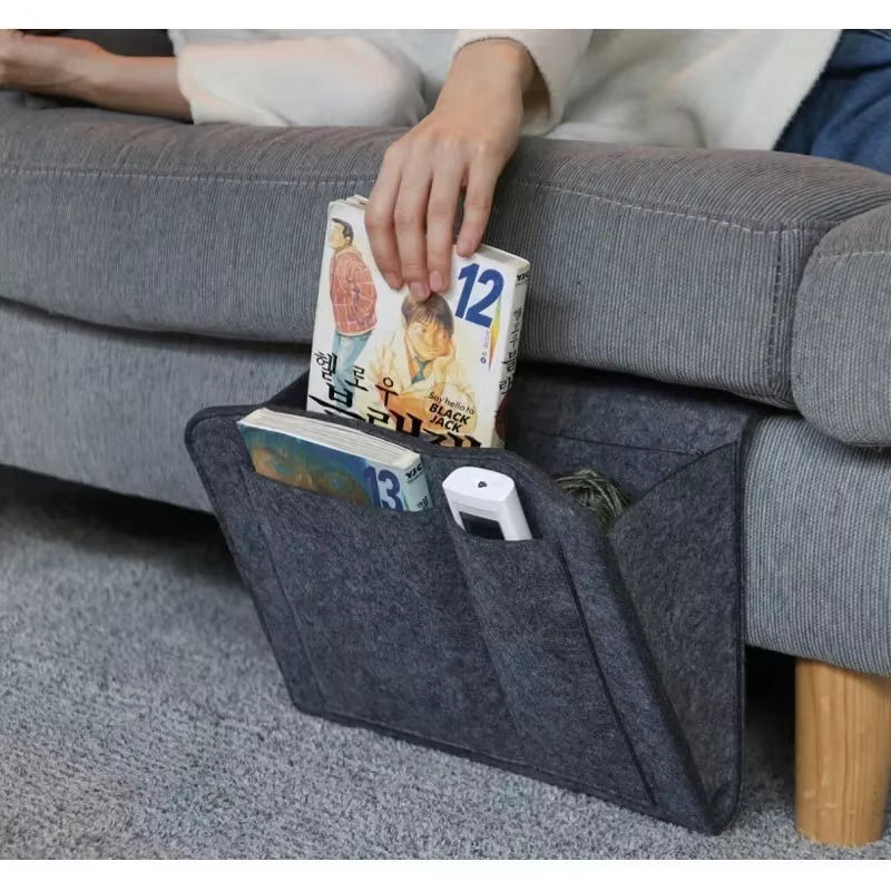 Boîte de rangement suspendue en feutre pour dortoir, lit, canapé, chambre, tapis – Idéale pour CD, magazines, papeterie, blocs-notes, téléphones portables et autres articles divers