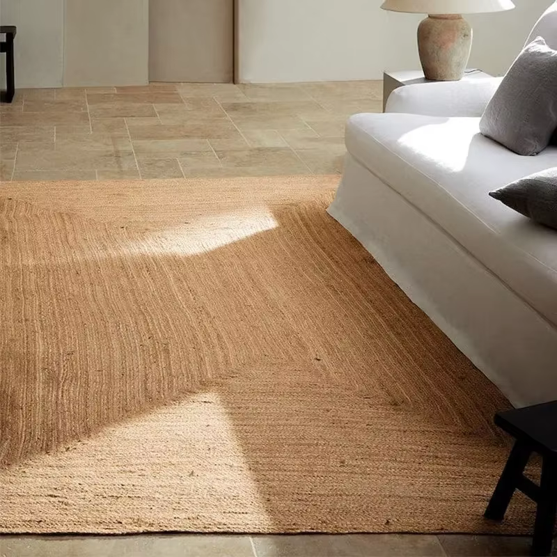 Tapis pour salon en Jute pur naturel tissé à la main sans colle