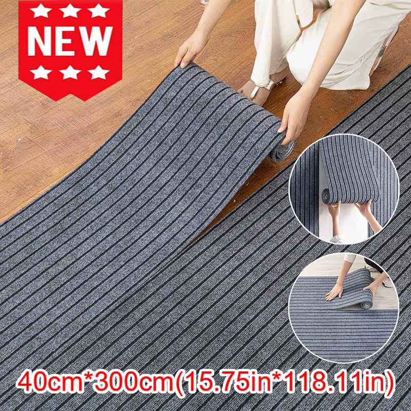 Tapis de porte de cuisine rayé de couleur unie