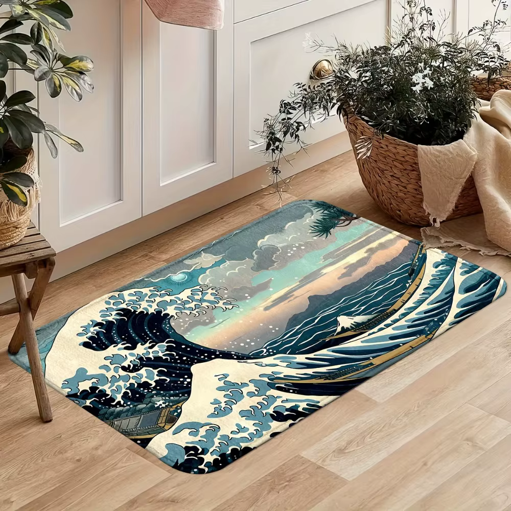 Tapis japonais à motif ondulé ukiyo-e