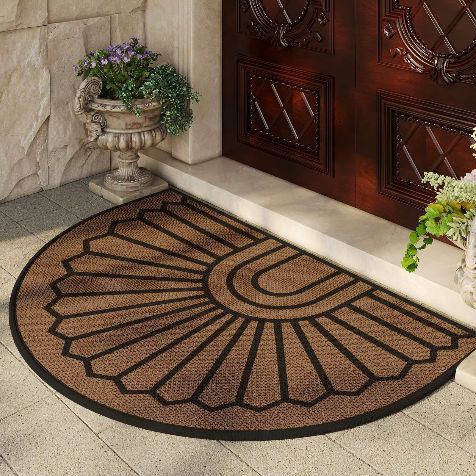 Tapis de sol antidérapant demi-rond