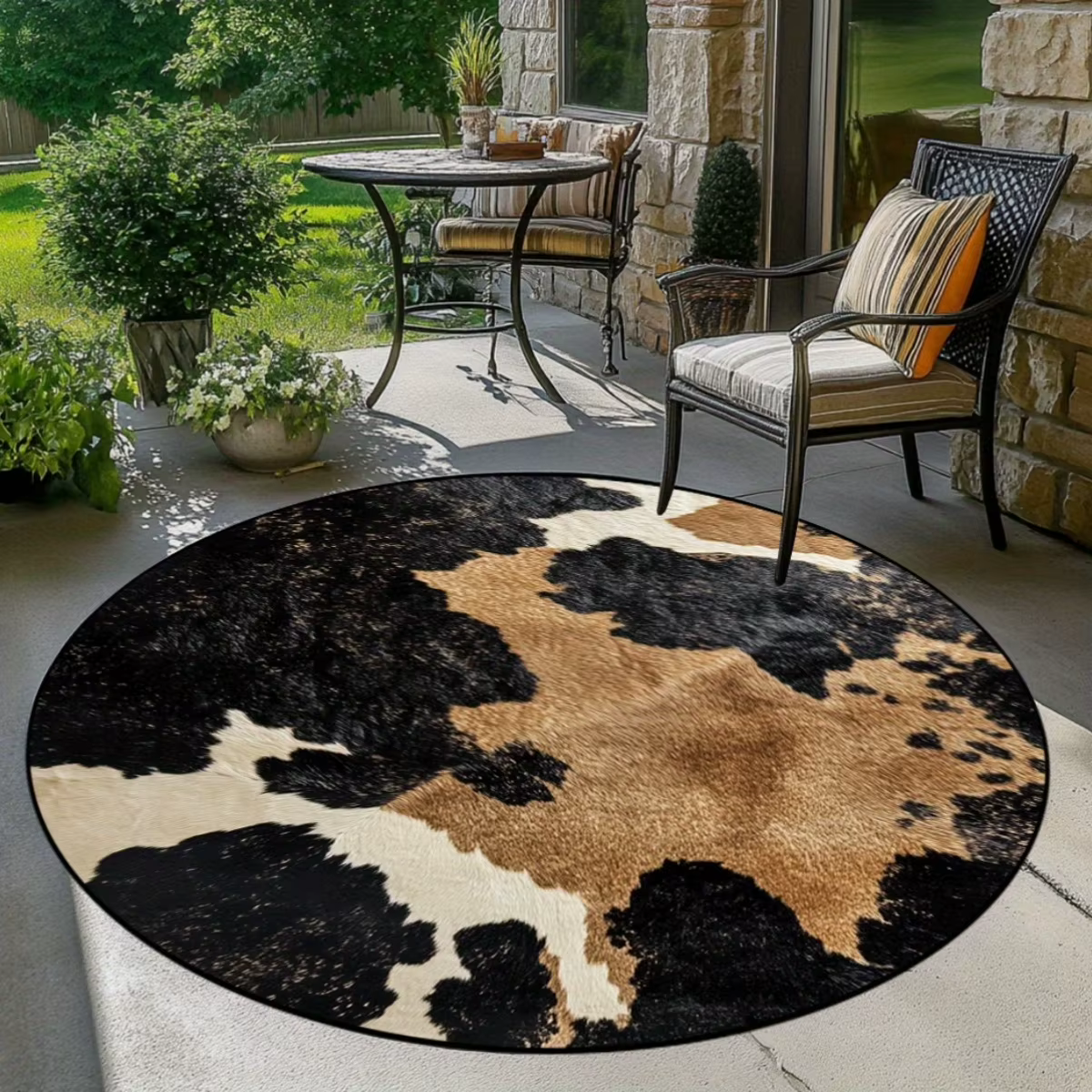 Tapis rond imprimé vache