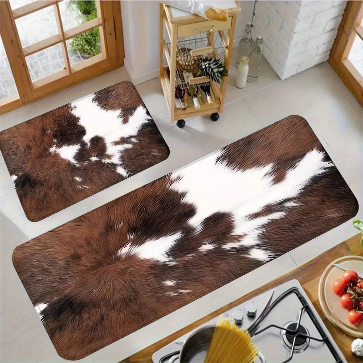 Tapis de cuisine en cuir de vachette pour chambre