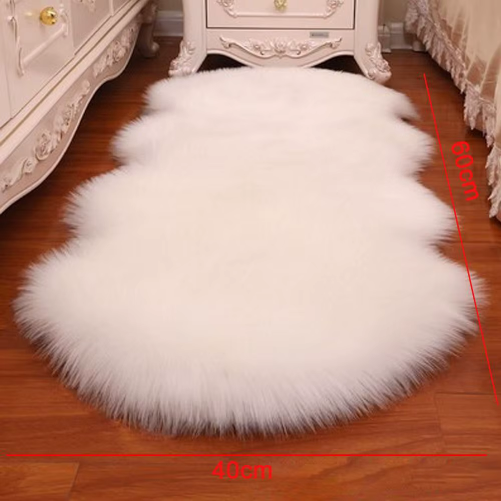 Imitation laine antidérapante moelleux Shaggy Protection de sol tapis doux lavable en peau de mouton