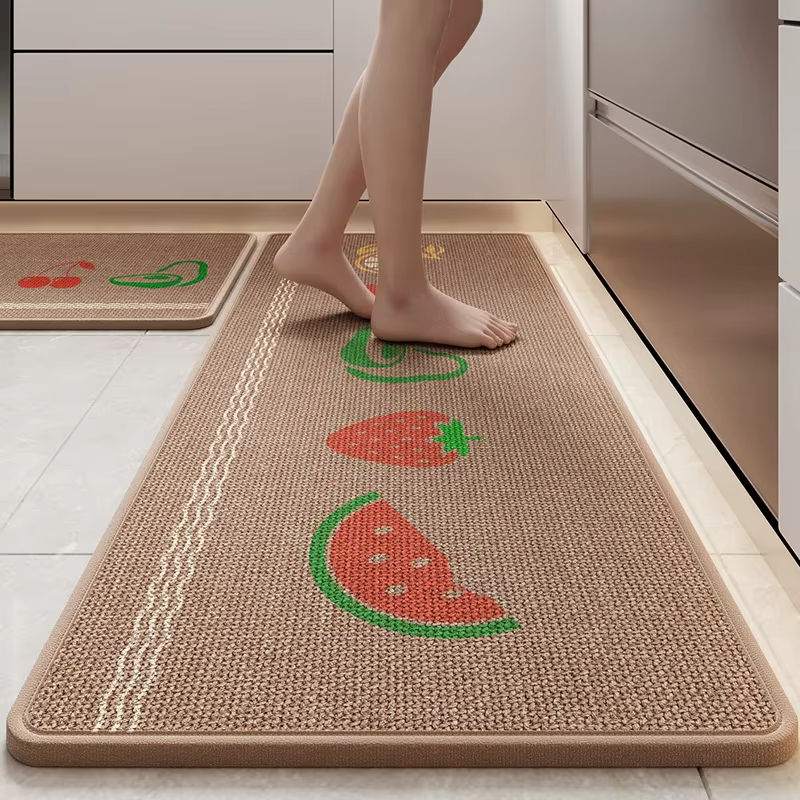 Tapis de sol de cuisine en lin imprimé dessin animé