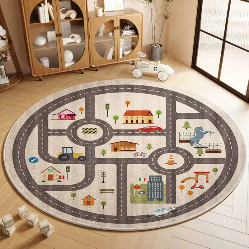 Tapis rond de grande surface avec impression d'animaux
