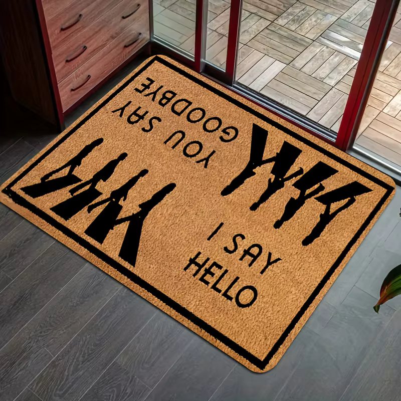 1 tapis de porte de bienvenue avec dossier antidérapant – Design "I Say Hello