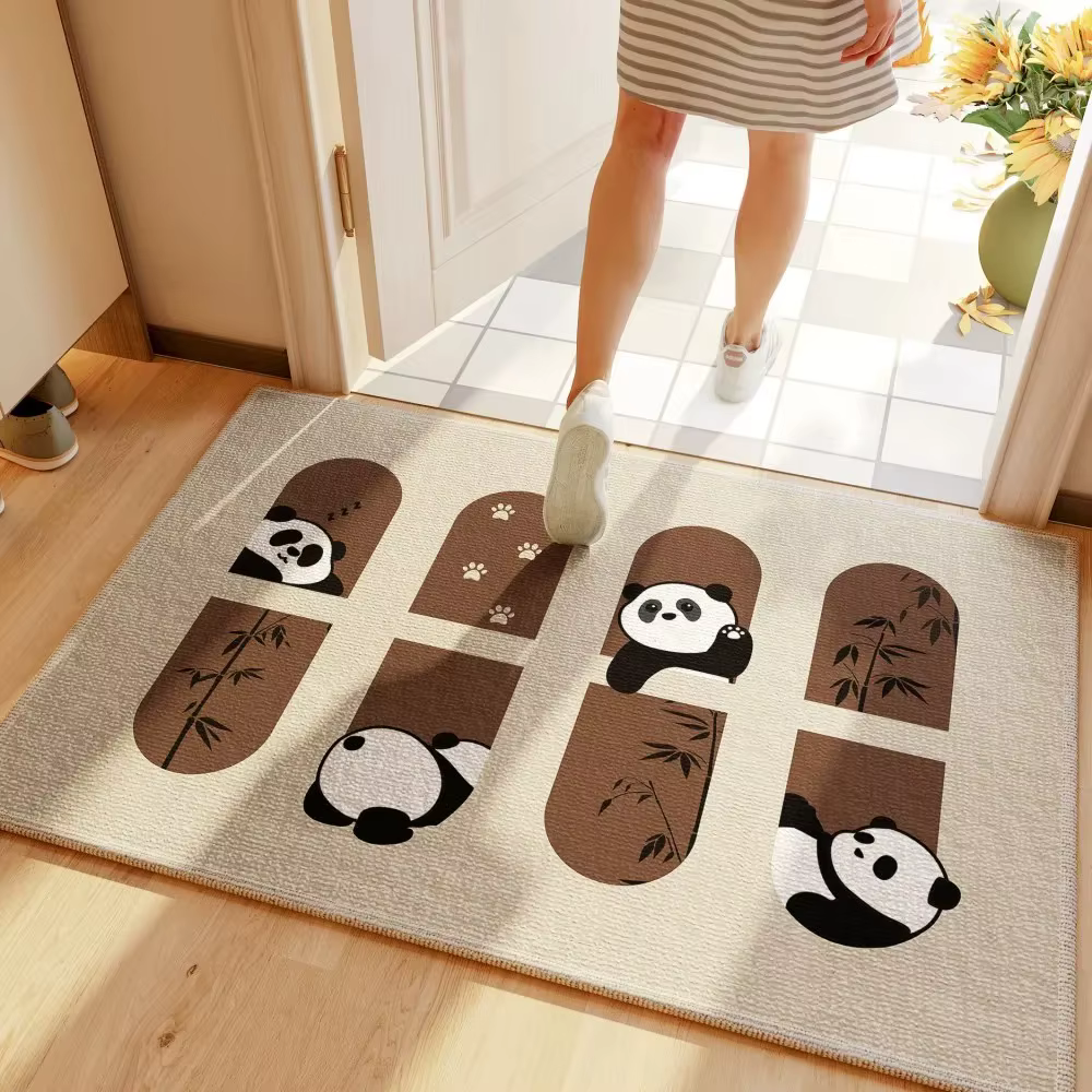 Tapis de porte d'entrée carré chat noir
