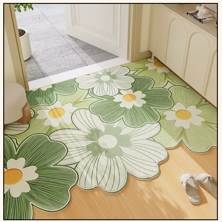 VIKAMA Tapis d'entrée vert à motifs floraux