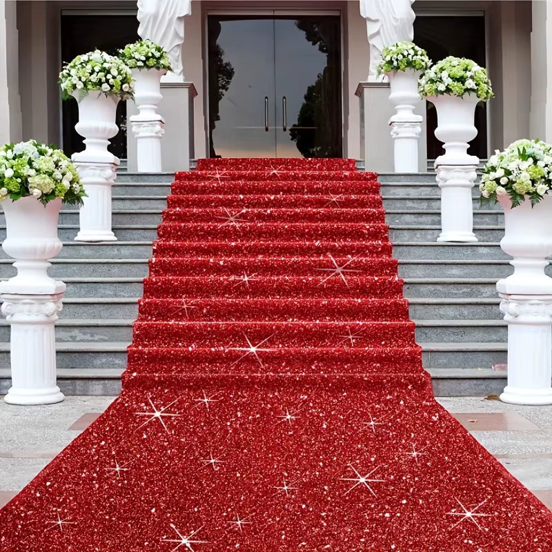 Tapis à longues rayures rouges scintillantes
