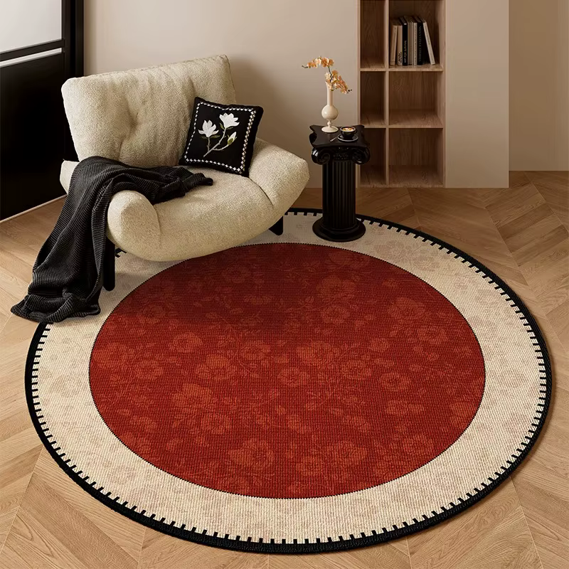 Tapis de salon rond résistant aux taches