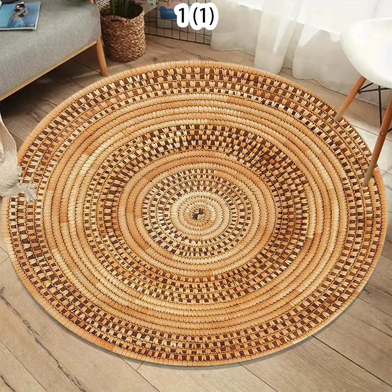 Tapis rond en jute naturel style bohème