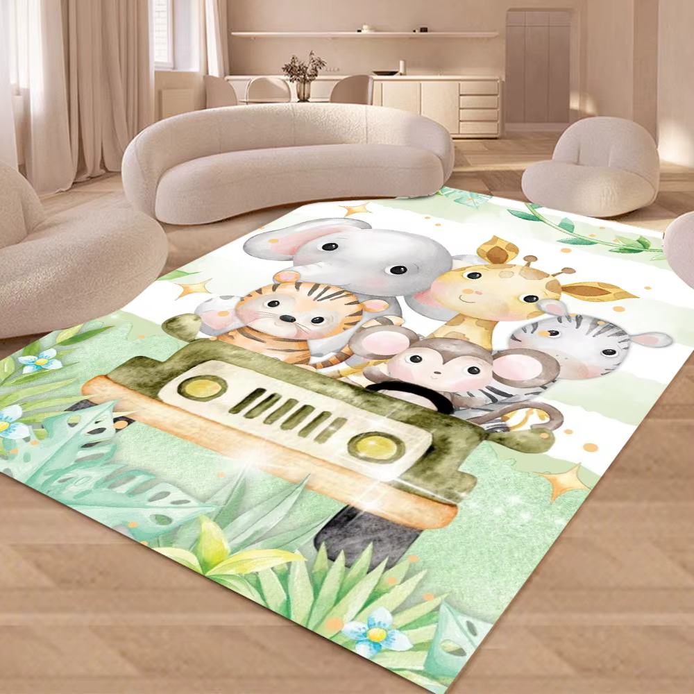 Tapis imprimés d'animaux de la Jungle 3D