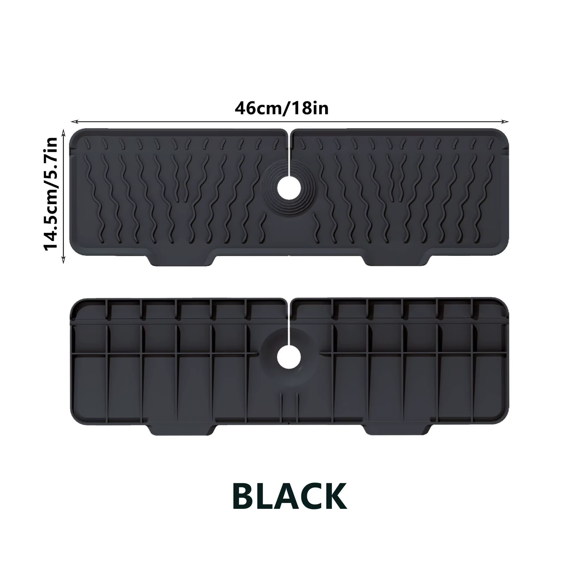 1 tapis d'évier antidérapant robuste | Matériau en silicone pliable gris/noir