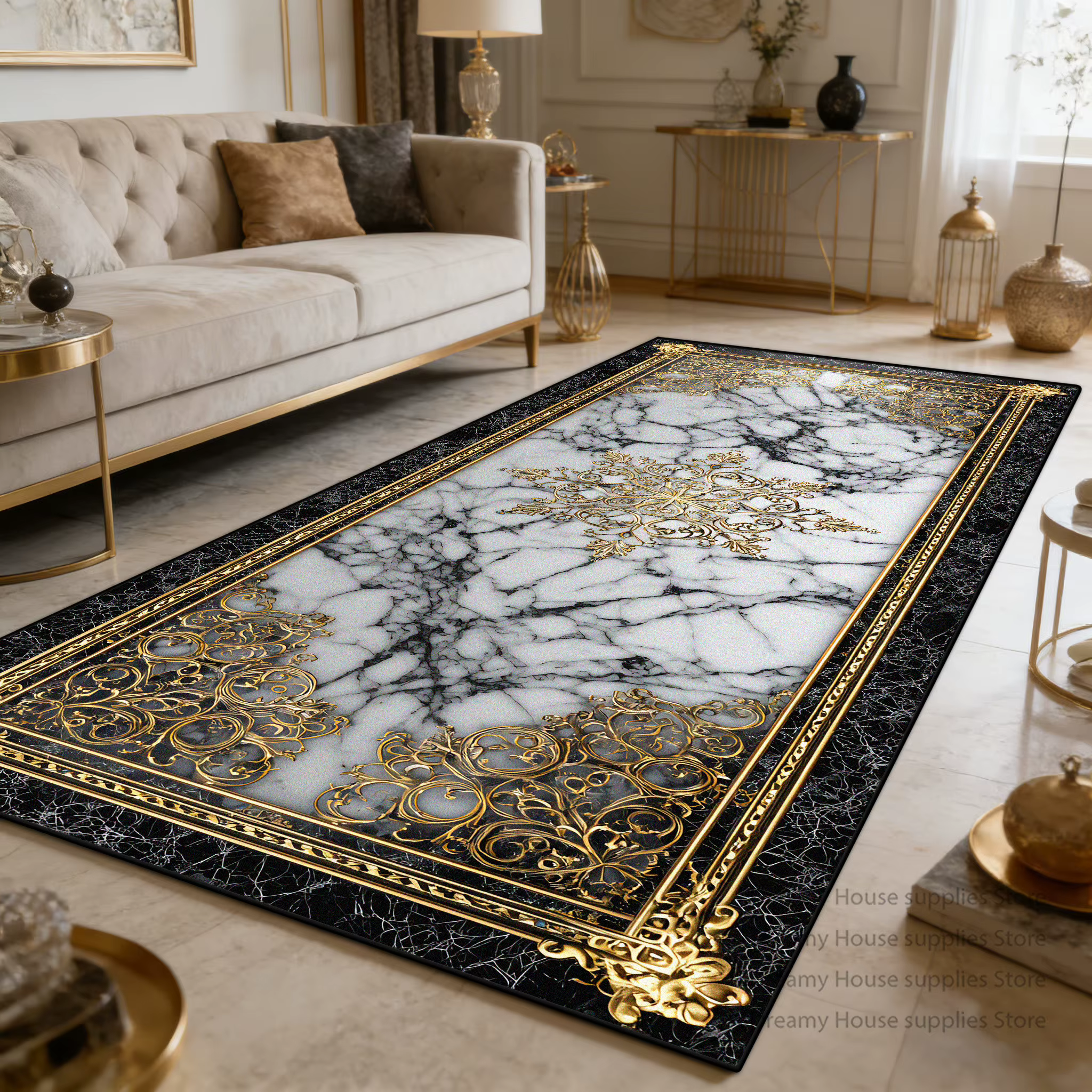 Tapis long en marbre de luxe