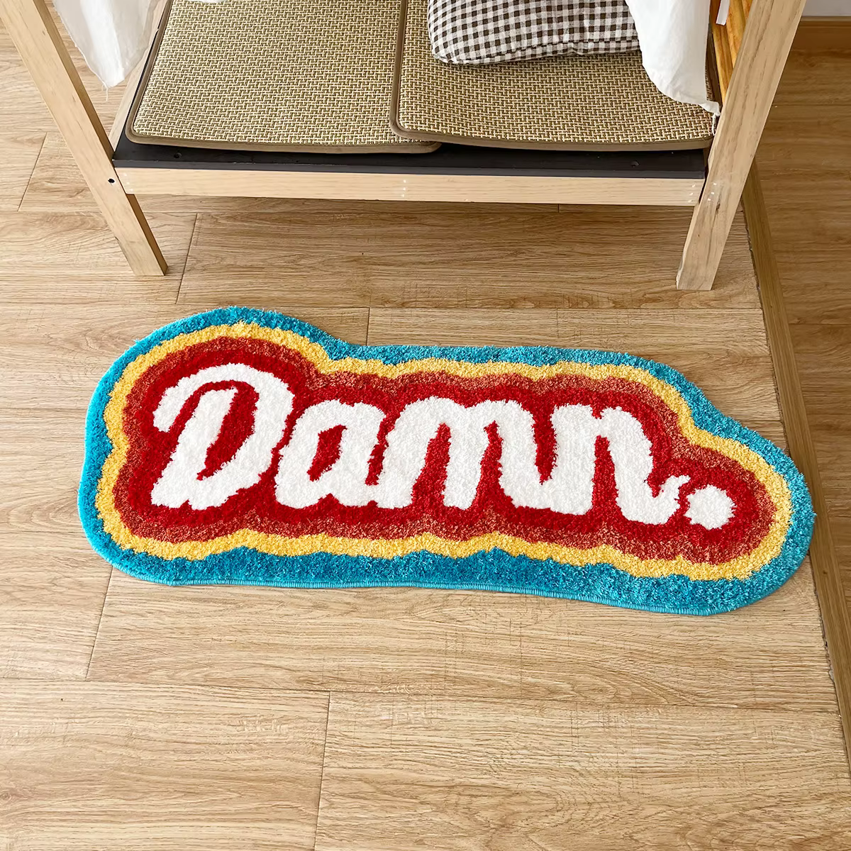 Lettre élément tapis arc-en-ciel moelleux touffeté