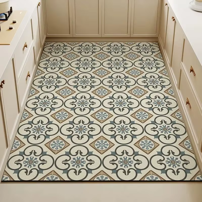 Tapis de sol de cuisine à imprimé floral vintage