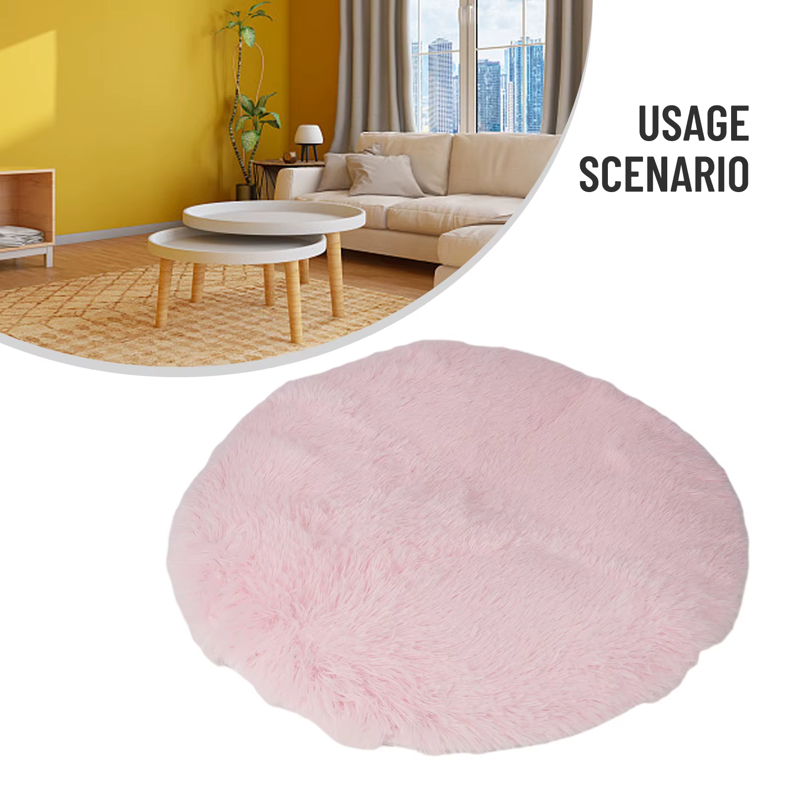 Tapis shaggy rond super doux pour la maison