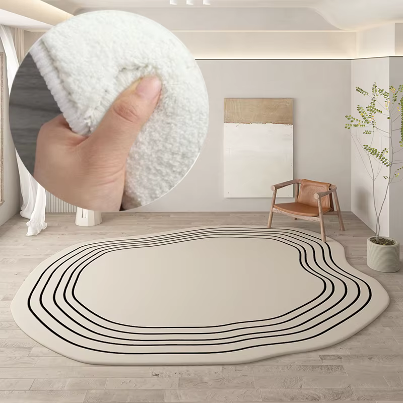 Tapis rond irrégulier en peluche