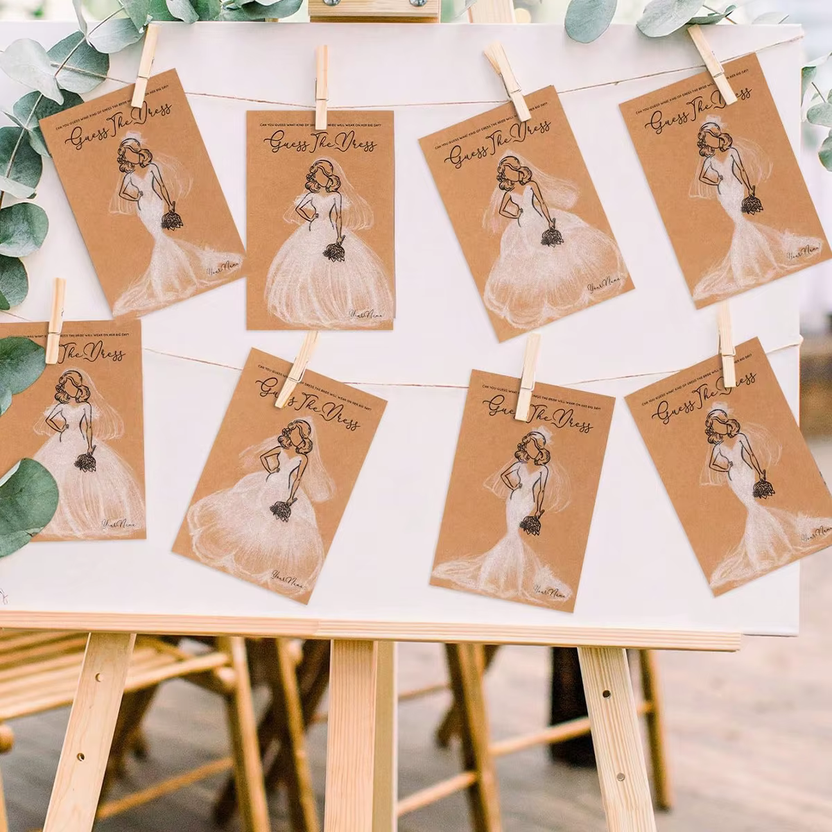 10 jeux de devinettes sur le thème de la robe pour la fête prénuptiale, incluant des cartes de jeu et des crayons solubles dans l'eau, fournitures amusantes pour mariage