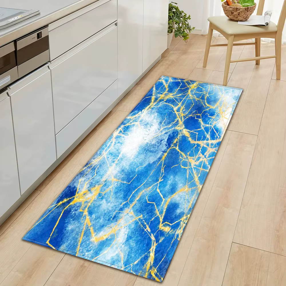 Tapis de sol de cuisine à motif de marbre, décoration avant de porte