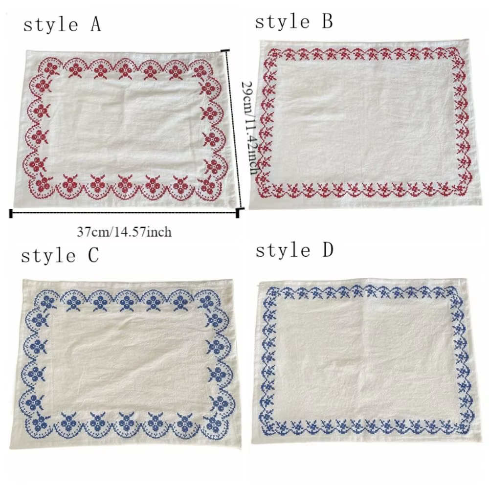 Napperons en pur coton rétro broderie tapis de repas 29*37 cm carré