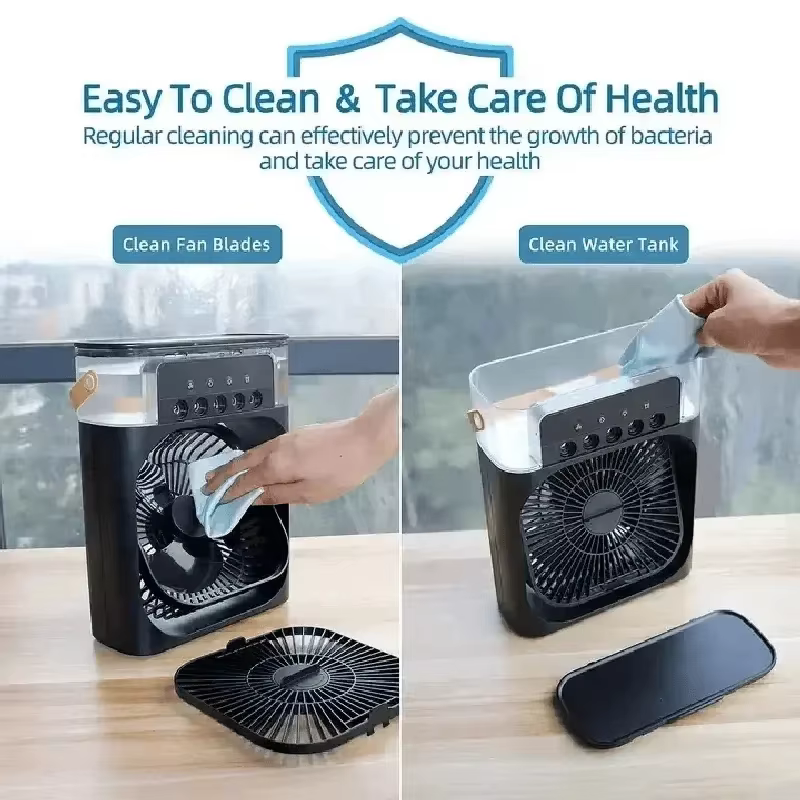 Ventilateur Rafraîchissant et Climatiseur Portable pour la Maison avec Veilleuse LED et Humidificateur